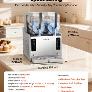 Машина за скрежина VEVOR X-60, Резервоар 2 x 3 литра, Мощност 450 W GB Vedex