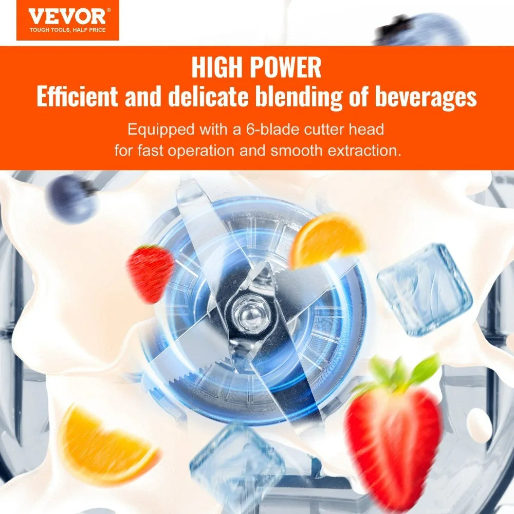 VEVOR Professional Blender, Commercial Countertop Blenders, 68 oz Jar Blender Combo, Stainless Steel 3 Functions Blender GB Vedex