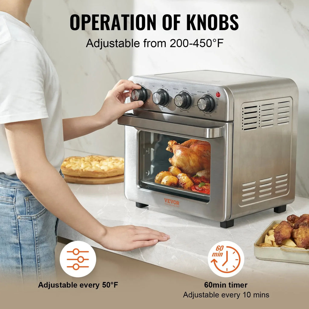 7-В-1 Конвекционна Фурна с Въздушен Фритюрник 18L, 1700W, Инокс - GB Vedex