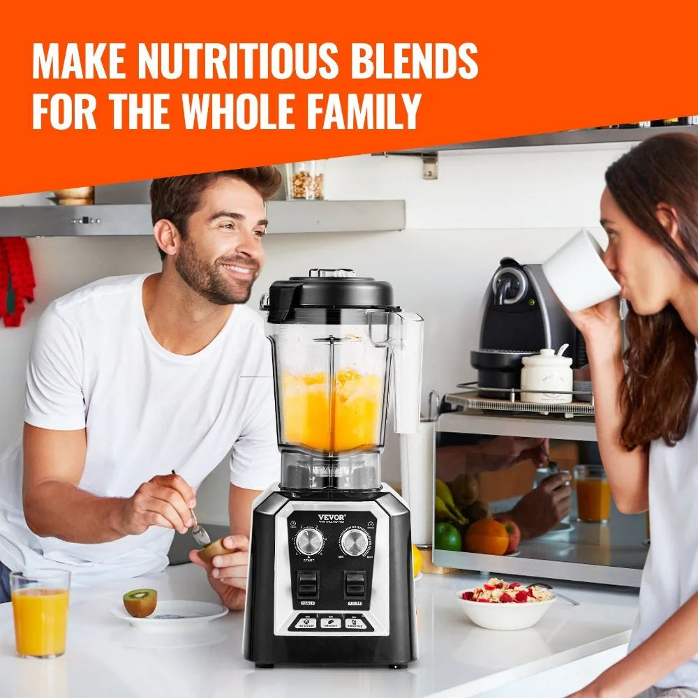 VEVOR Professional Blender, Commercial Countertop Blenders, 68 oz Jar Blender Combo, Stainless Steel 3 Functions Blender GB Vedex