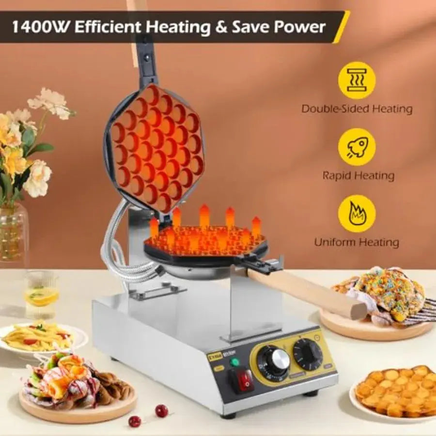 Професионален уред за мехурчести гофрети (Bubble Waffle) 1400W — MDNG GB Vedex