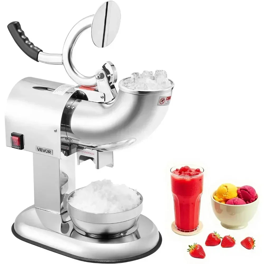 High-Capacity VEVOR Electric Ice Crusher, 440 lbs/Hour Stainless Steel Snow Cone Maker with Four Blades and Included Bowl - GB Vedex