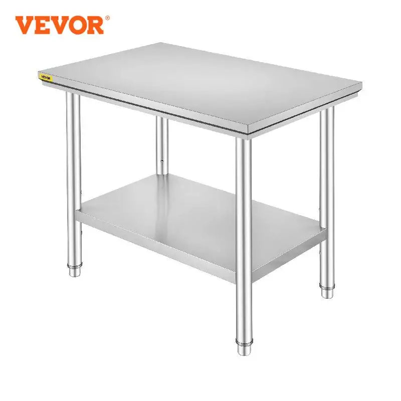 VEVOR Kitchen Work Bench Commercial Catering Table Worktable with Undershelf Stainless Steel 330LBS 286LBS for Restaurant Garage GB Vedex