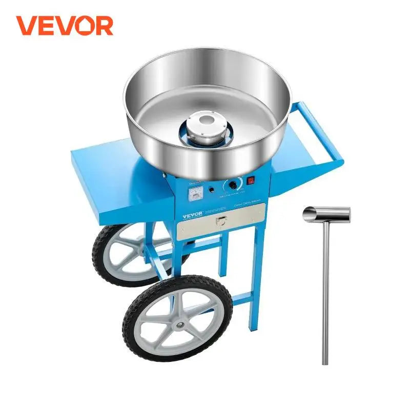 Електрическа машина за захарен памук VEVOR с количка, 1000W, професионална машина за захарен памук с купа от неръждаема стомана 20,5 инча - GB Vedex