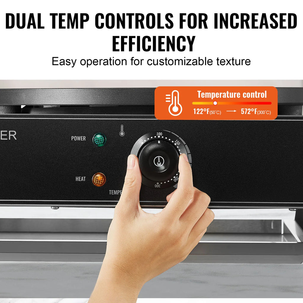 SucceBuy 16inch Electric Crepe Maker Double Head Commercial Crepe Machine 3400W Flat Plate Crepe Griddle Nonstick Pancake Stove GB Vedex