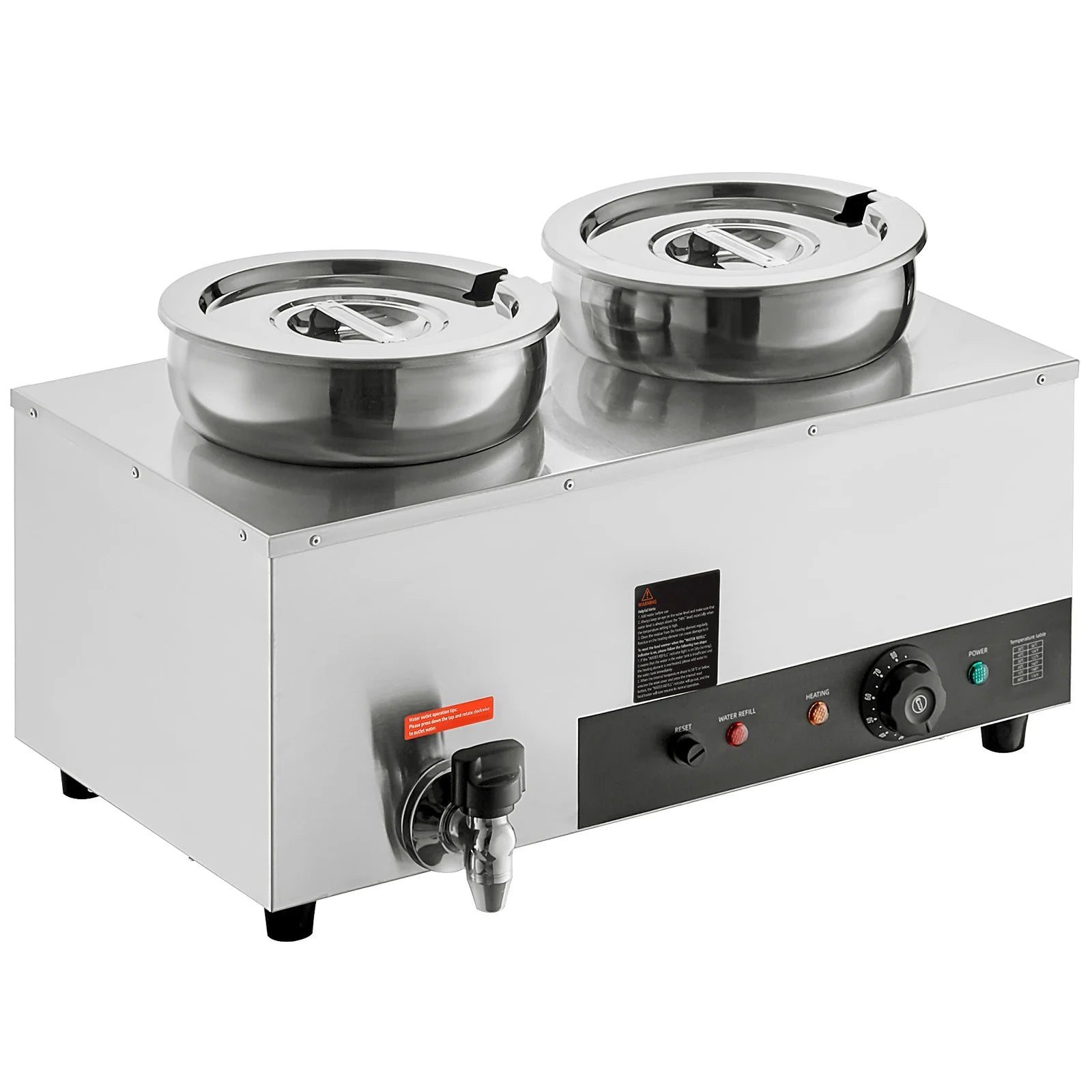 SucceBuy Electric Soup Warmer Dual 7.4QT Stainless Steel Round Pot 1200W Commercial Food Warmer for Restaurant, Buffet GB Vedex